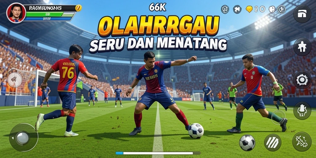 Tampilan utama gameplay 66K dengan aksi olahraga yang mendebarkan.
