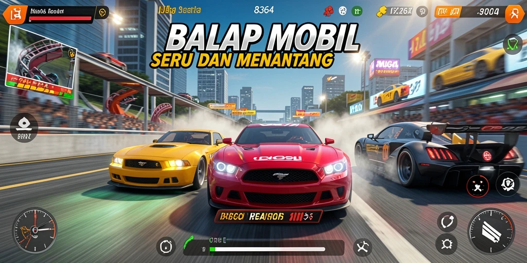 Tampilan gameplay balapan yang intens di 8364