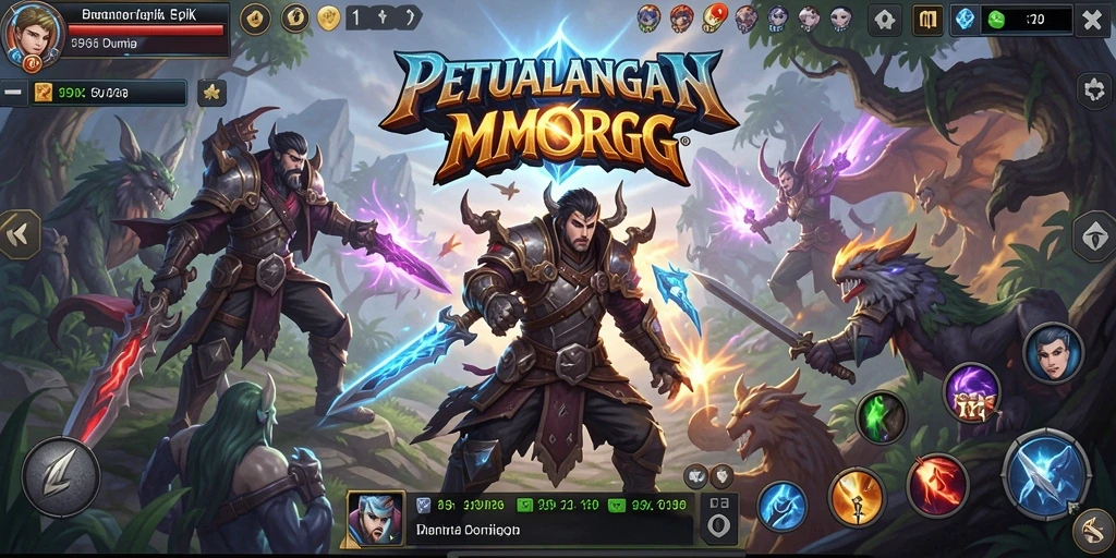 Screenshot gameplay 99RP menampilkan pertarungan epik antara pemain dalam dunia fantasi.