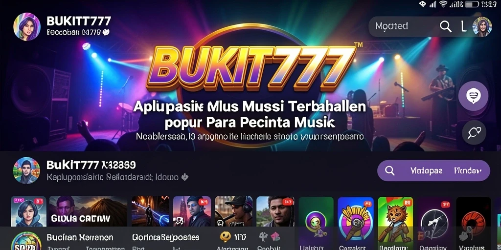 Screenshot BUKIT777 menampilkan antarmuka gameplay musik yang interaktif.