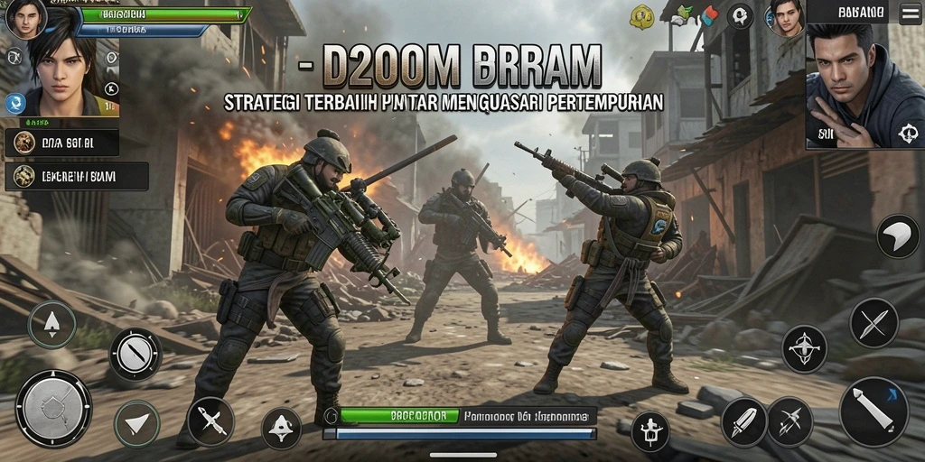Screenshot gameplay D200M yang menunjukkan taktik pertempuran strategis.