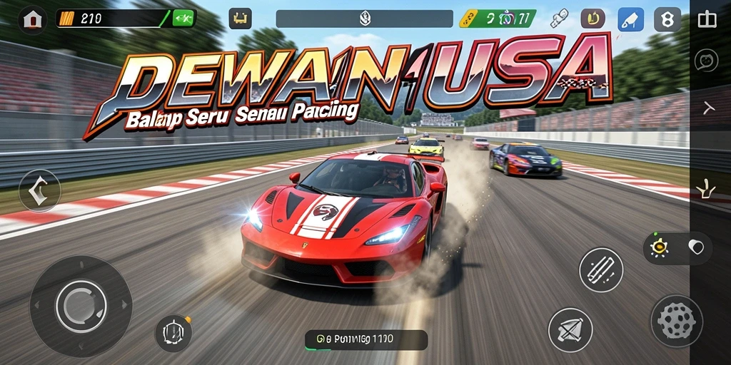 Screenshot gameplay DEWANUSA menampilkan aksi balap yang seru.