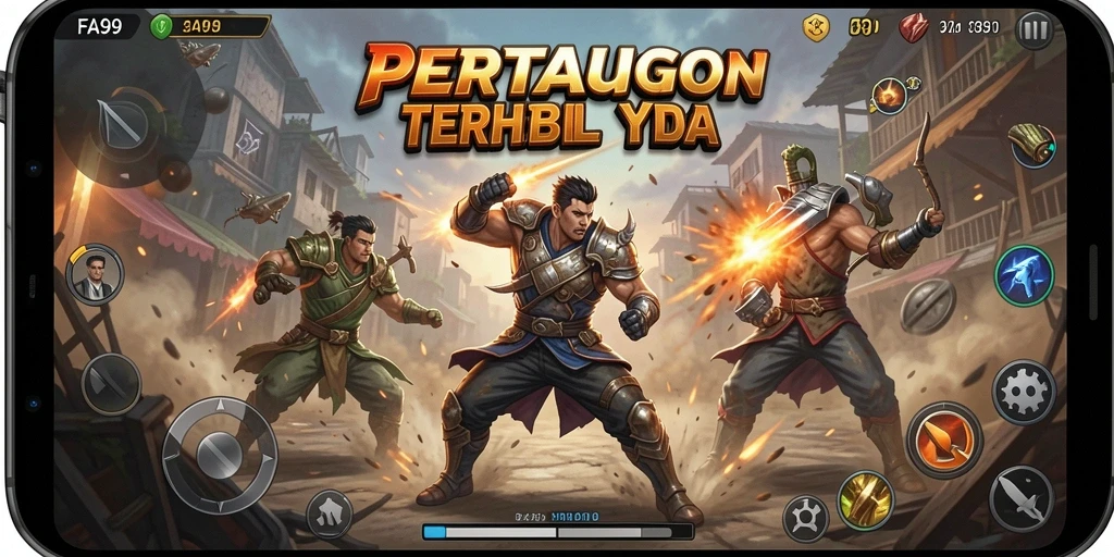 Screenshot FA99 menampilkan aksi pertarungan mendebarkan dan karakter unik.