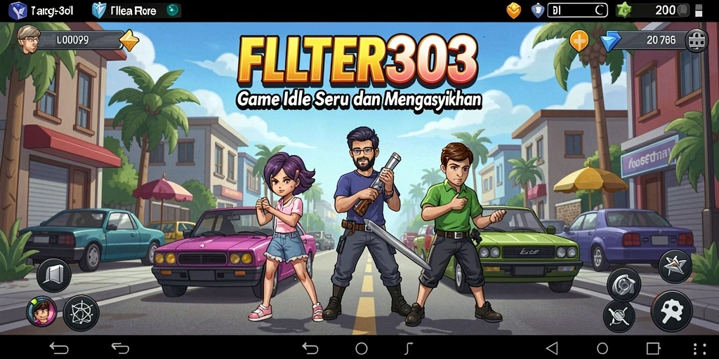 Tampilan gameplay menarik dari FILTER303 yang penuh warna.