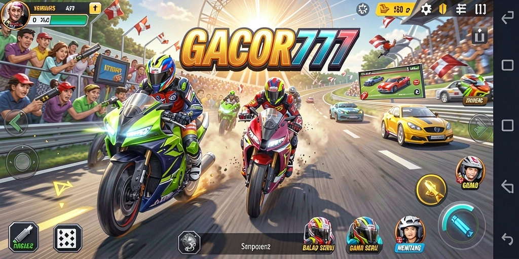 Tampilan gameplay balap GACOR777 yang mendebarkan dan realistis.