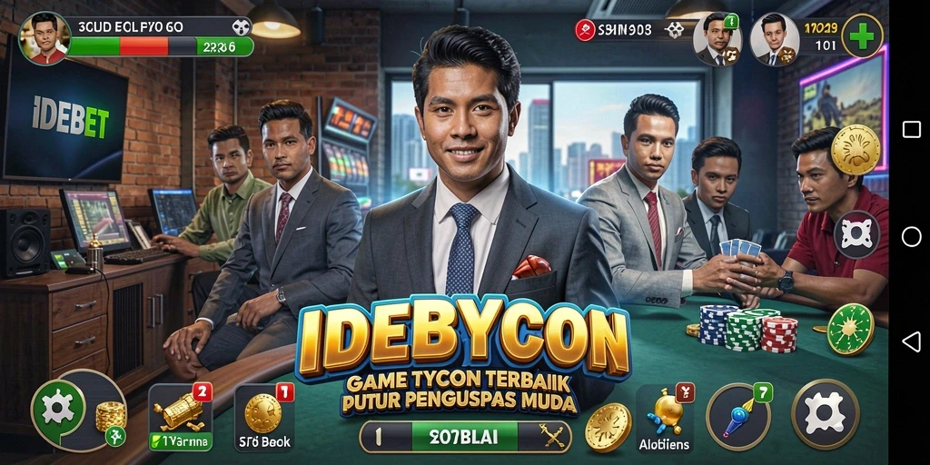 Screenshot gameplay IDEBET yang menunjukkan pengelolaan bisnis Tycoon.