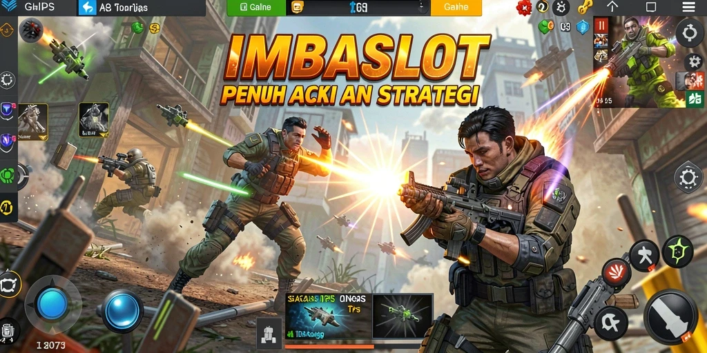 Tampilan gameplay IMBASLOT dengan aksi tembak-menembak yang intens.