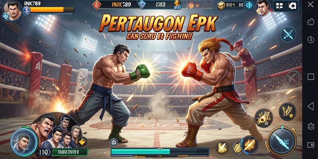 Gameplay mengesankan dengan karakter Fighting yang beraksi.