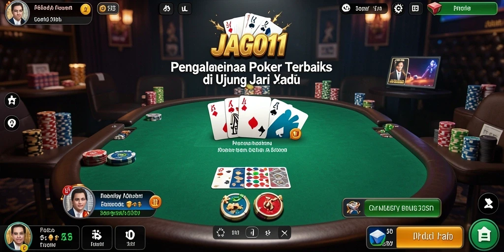 Screenshot JAGO11 menampilkan gameplay seru dengan pemain bertanding di meja Poker.