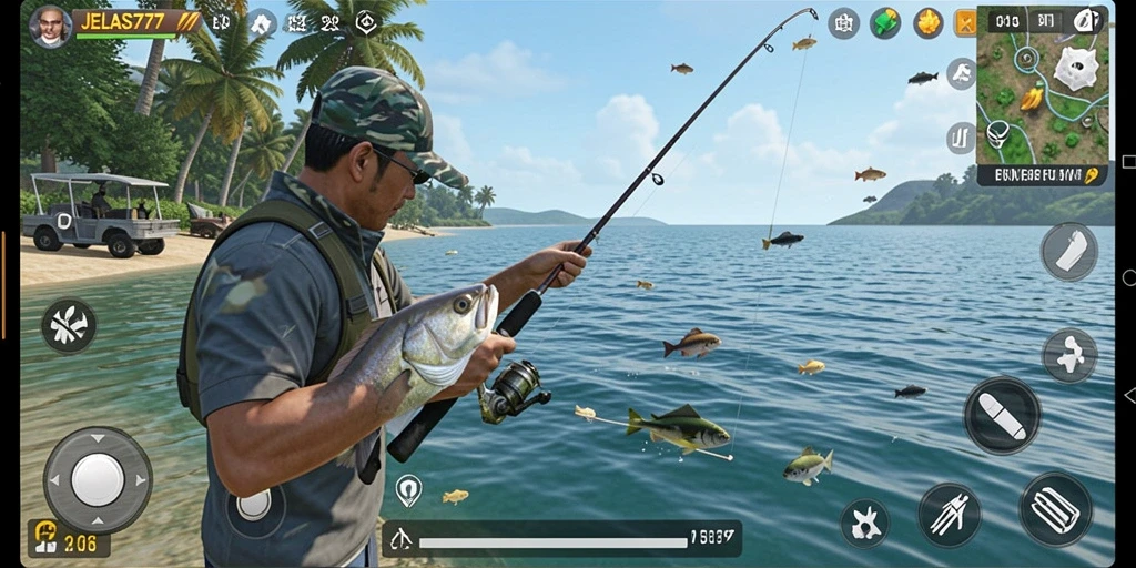 Tampilan gameplay JELAS777 yang menampilkan aksi memancing yang seru.