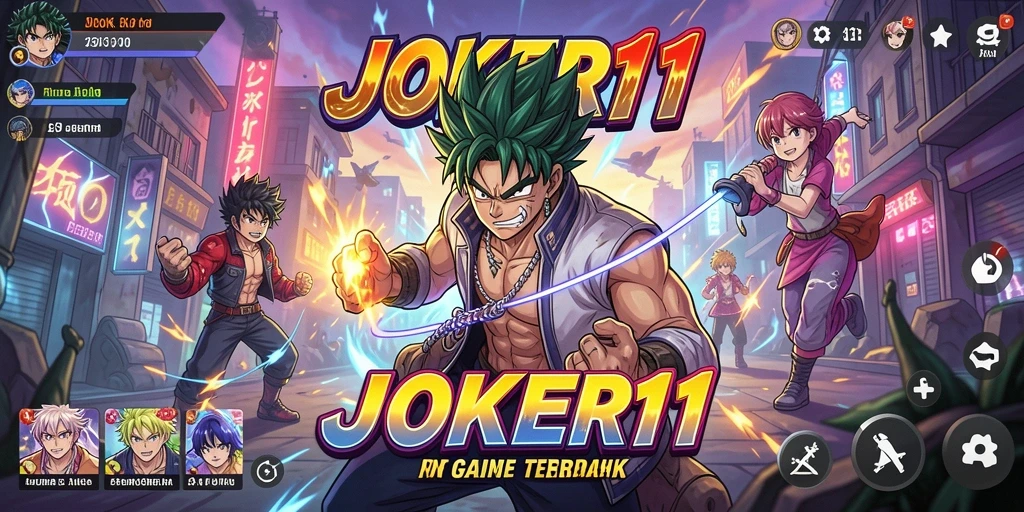 Tangkapan layar utama JOKER11 menampilkan aksi pertarungan anime yang menarik.