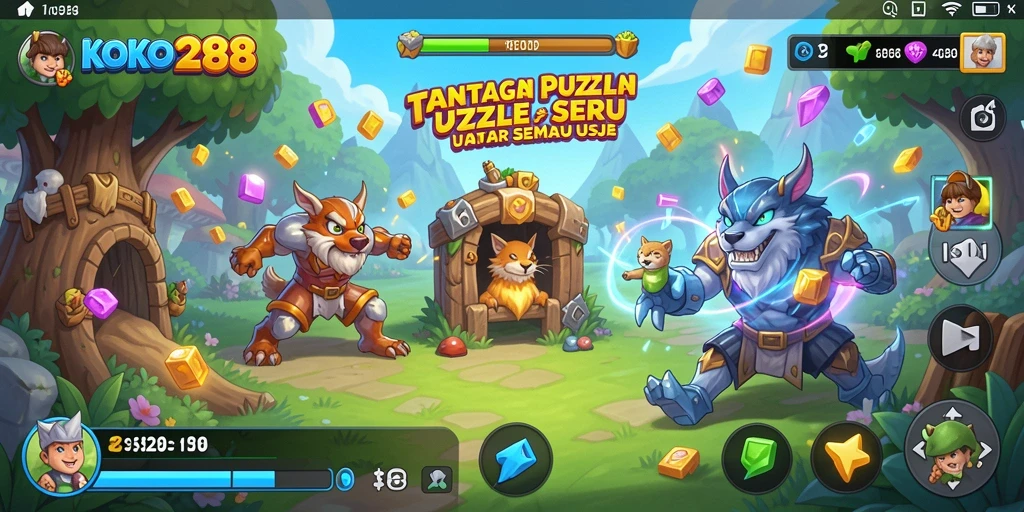 Tampilan gameplay KOKO288 dengan berbagai jenis puzzle yang menantang.