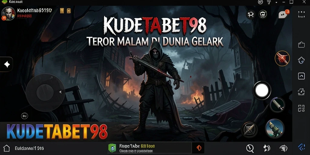 Screenshot gameplay menyeramkan dari KUDETABET98 yang menunjukkan suasana gelap.