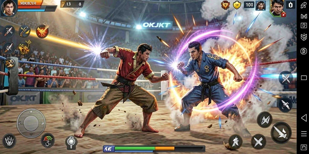 Tampilan aksi seru dalam gameplay Fighting OKJKT.