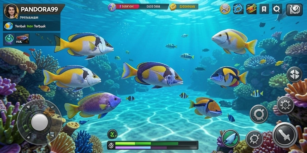 Gameplay seru saat menembak ikan di PANDORA99.