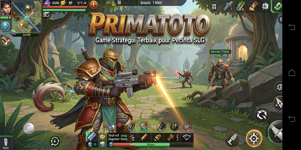 Tampilan gameplay seru dalam PRIMATOTO dengan strategi membangun kerajaan.