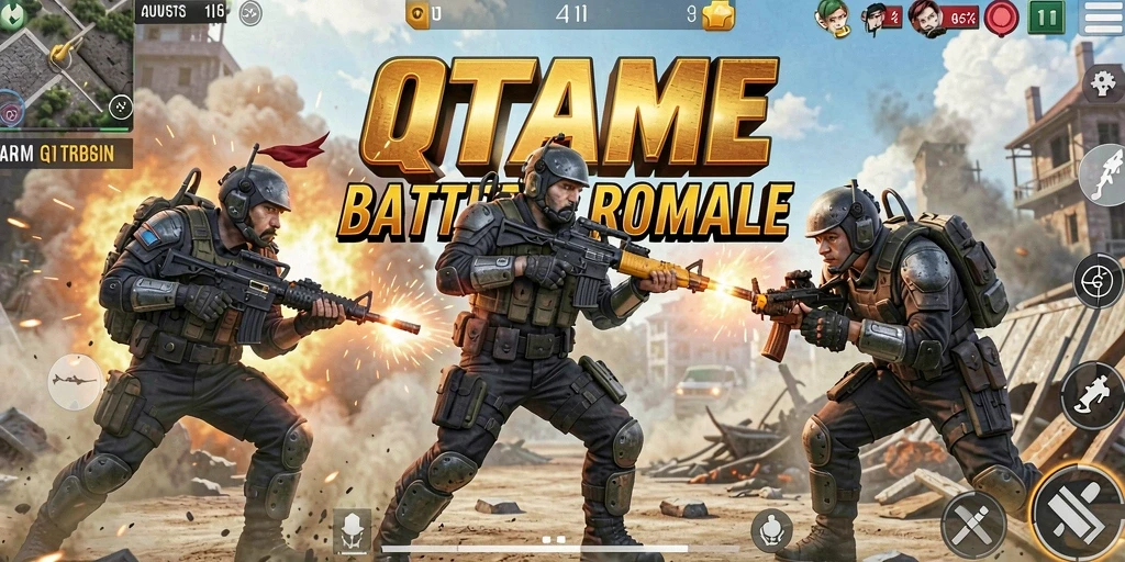 Tampilan gameplay seru dari QTGAME dalam pertarungan Battle Royale.