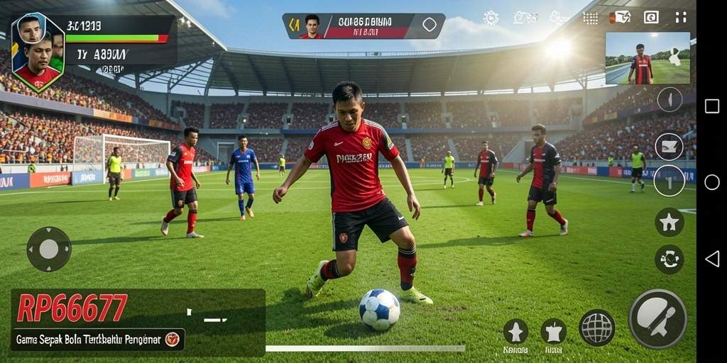 Screenshot gameplay menarik dari RP6677 menampilkan aksi sepak bola yang seru.