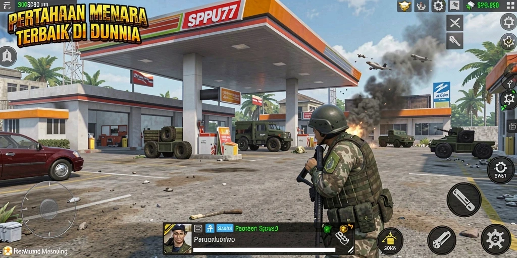 Tampilan gameplay SPBU77 yang seru dan menantang dalam Tower Defense.