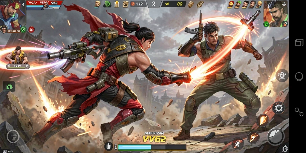 Screenshot gameplay <strong>VV62</strong> menampilkan aksi mendebarkan di medan pertempuran.