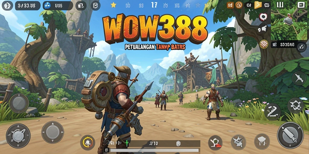 Screenshot gameplay WOW388 menampilkan petualangan di dunia terbuka yang dinamis.